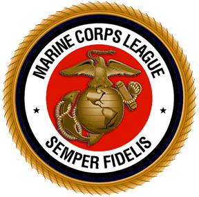 Marine Corps League Semper Fidelis badge with eagle, globe, and anchor.