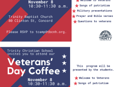 Trinity Christian School Veterans' Day Coffee flyer