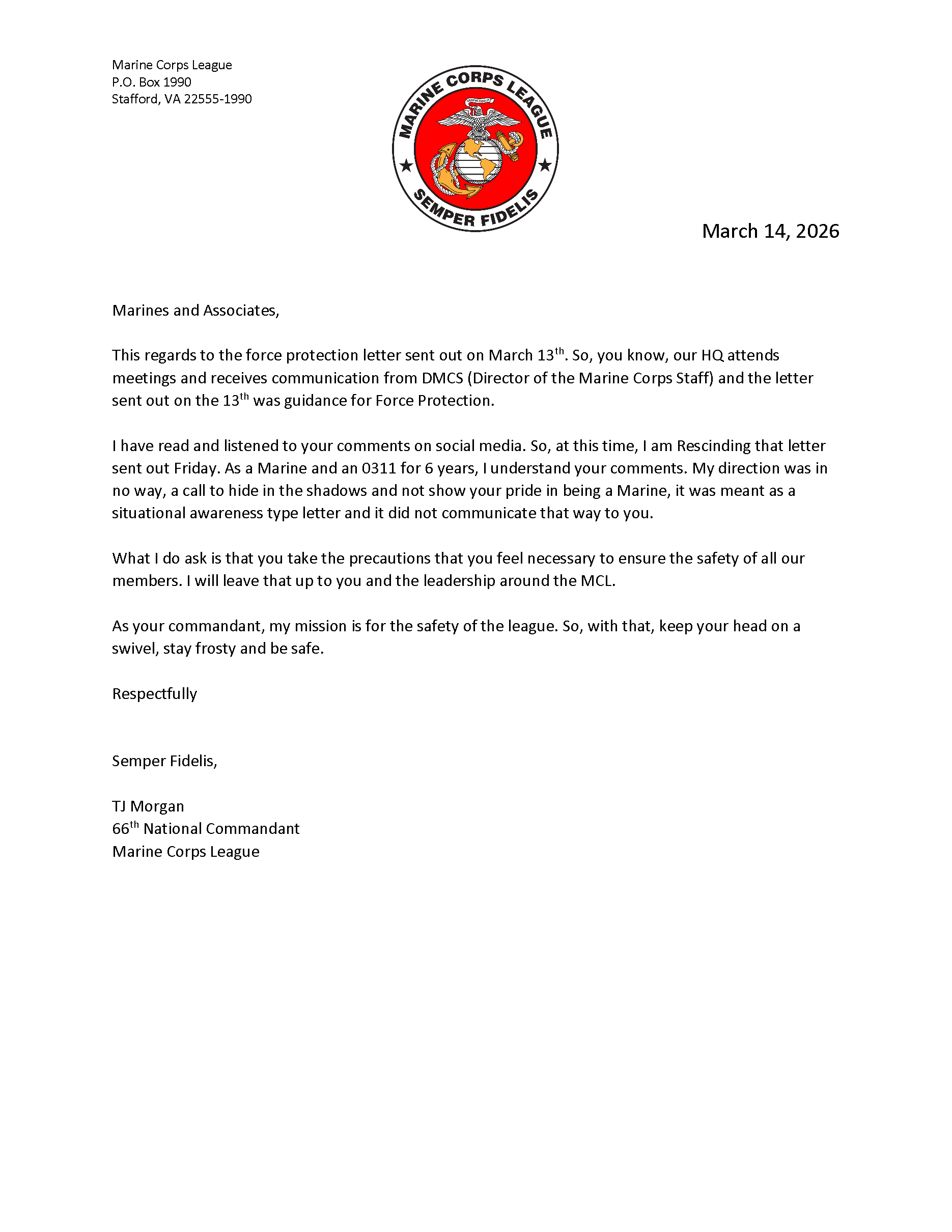 Important message from National