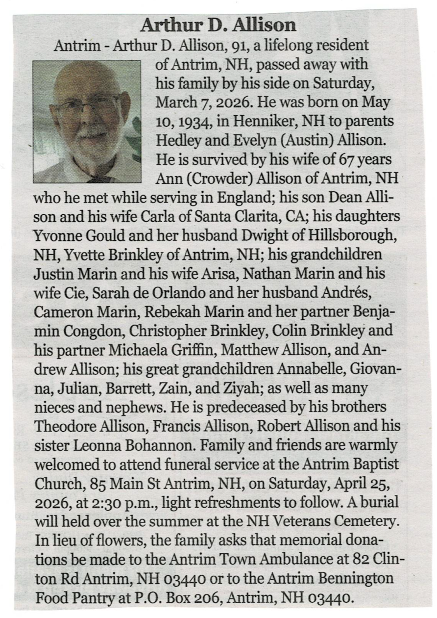 Arthur D Allison Obituary